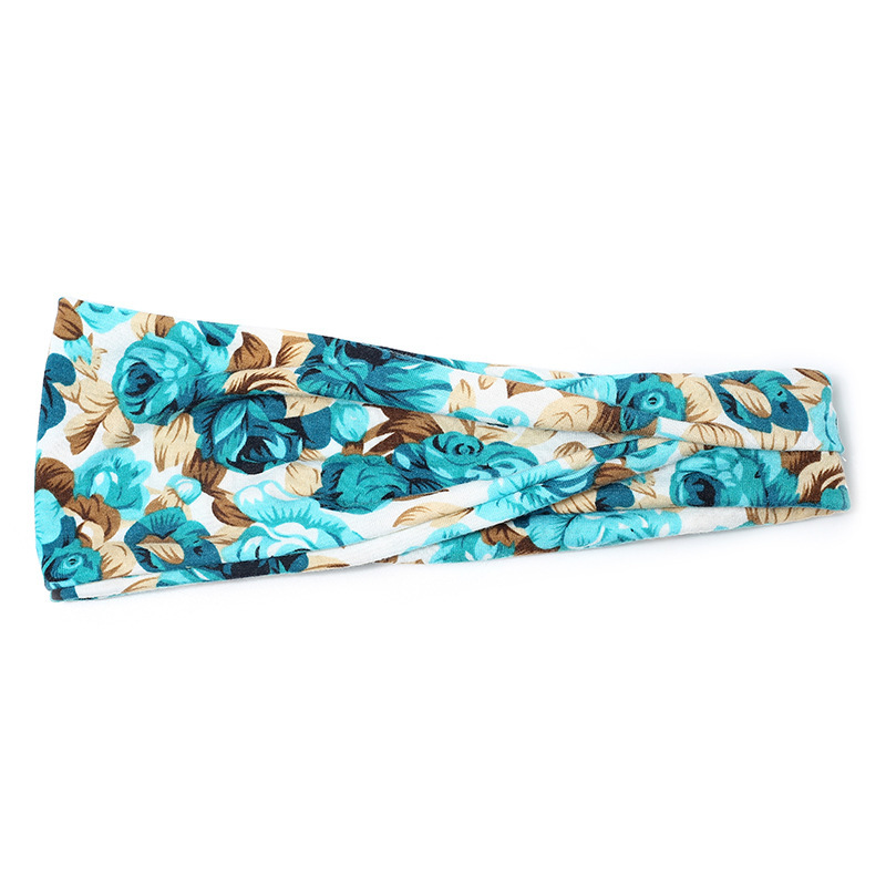 Europe And The United States New Sports Elastic Hair Band Women'S Yoga Running Sweat Absorption Floral Headband Hair Accessories