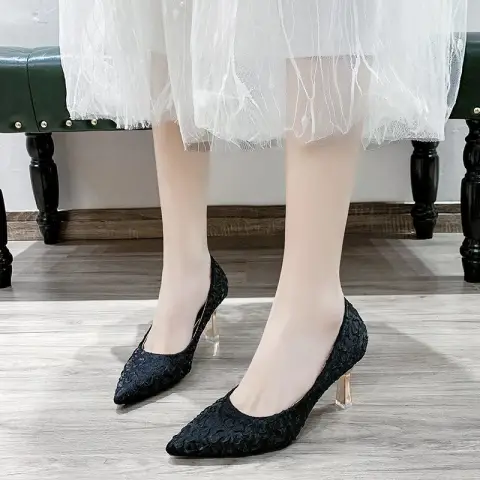 Black Professional Stiletto Heel Shoes for Women