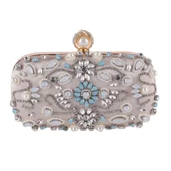 Evening Dress Dress Evening Banquet Bag Diamond Clutch - Apricot - View 1