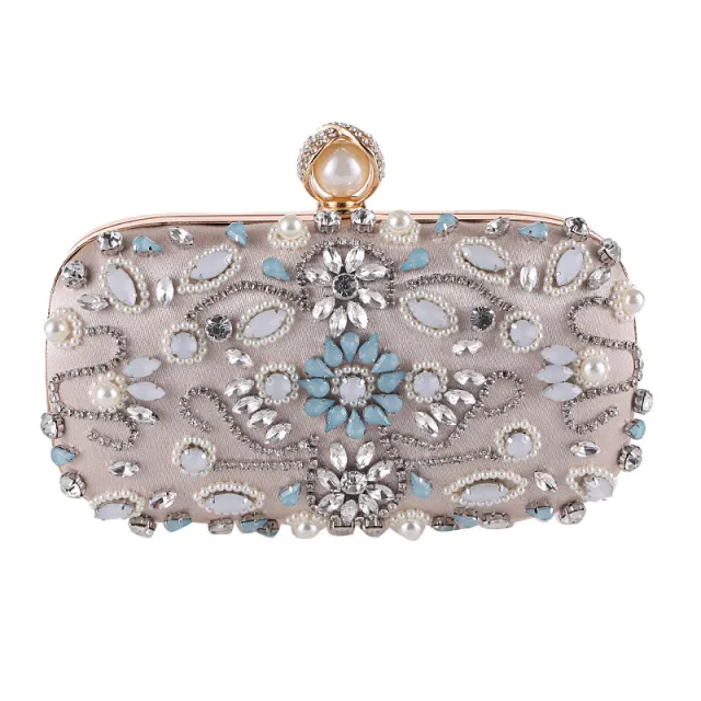 Evening Dress Dress Evening Banquet Bag Diamond Clutch Apricot - Shop at LoveMi