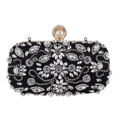 Evening Dress Dress Evening Banquet Bag Diamond Clutch - Black - View 1