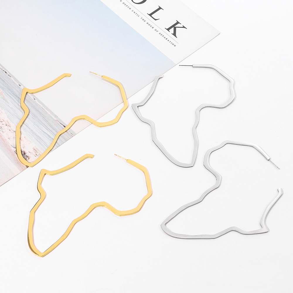 Africa Map Money Symbol Exaggerated Earrings