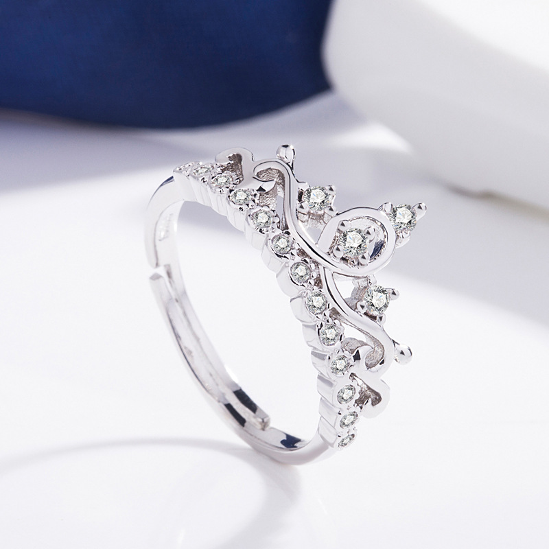 Crown Diamond Ring Ladies Ring Japanese And Korean Style Net Red Personality Trendy Open Index Finger Ring Jewelry