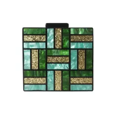 New One-Shoulder Diagonal Bag Green Stitching Square Acrylic Bag Fashion All-Match Wedding Dinner Clutch - Green - View 1