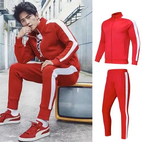 Sports Suit Long-Sleeved Jacket Plus Velvet Two-Piece Casual Morning
