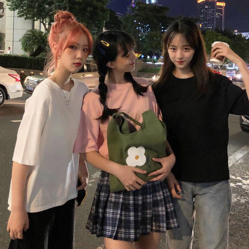 Summer Harajuku Style,Foreign Style, All-match Port Style, Lazy Chic Top Tide