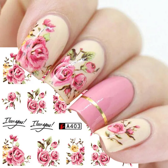 Nail Art Rose Nail Sticker Bowknot Lace Red Flower Nail Applique Eco Friendly Nail 2 Sheets 6.1X5.4Cm - Shop at LoveMi