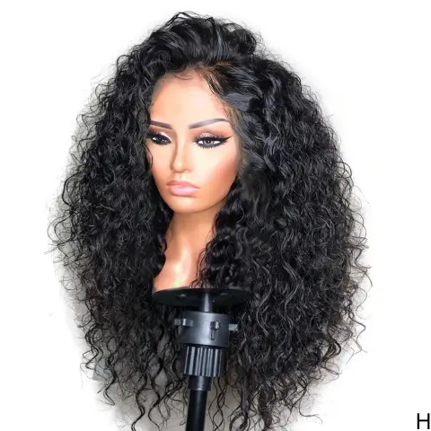 Ladies Black Front Lace Small Wavy Curly Hair