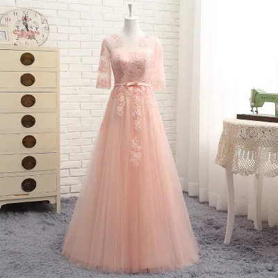 New Spring And Autumn Wedding Mid Length Banquet Evening Dress In Sleeves For Girlfriends And Bridesmaid Dresses Long - Shop at LoveMi