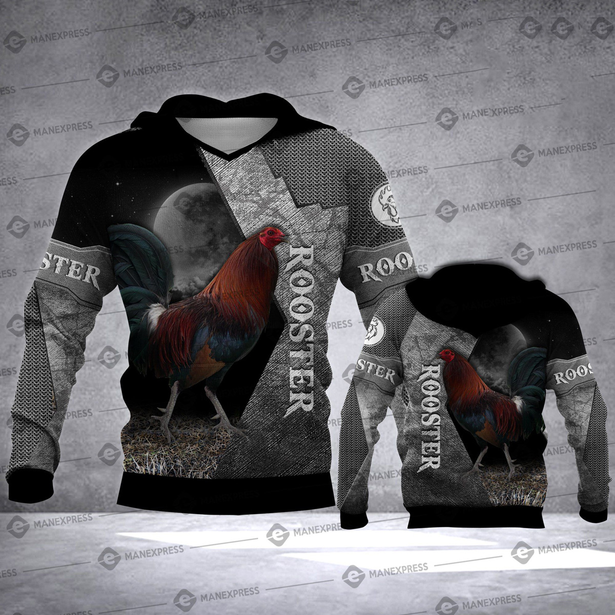 Cross Border New European And American Men''S Large Size Bodywear Meiqi Rooster Series Hooded Pullover Bodywear One Piece Customization