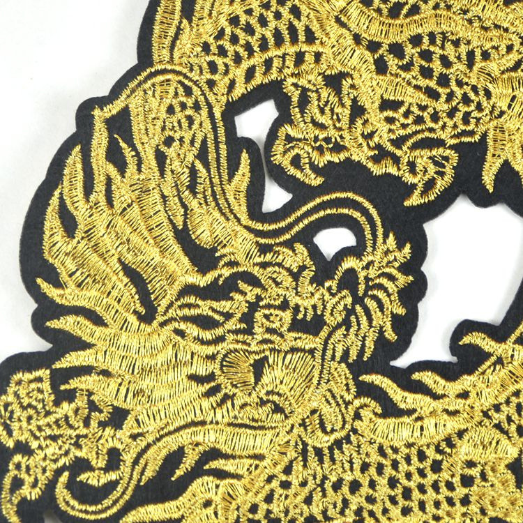 A Pair Of Golden Auspicious Dragon Embroidery Clothing Accessories Patch Coat Patch Embroidery Handmade DIY
