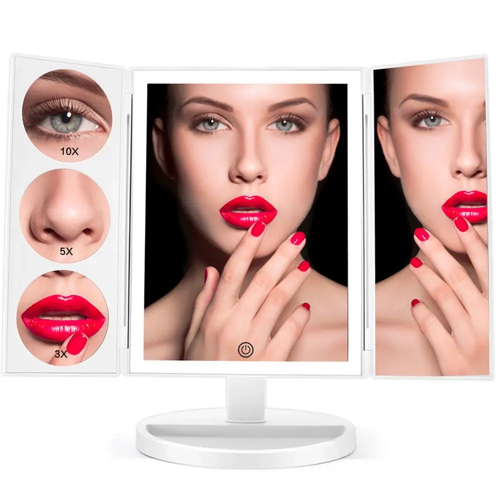 Trifold Makeup Mirror With Light 68 LED