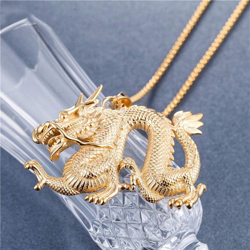 Oversized Chinese Dragon Titanium Steel Pendant