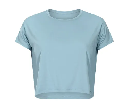 Spring New Yoga Tops Women'S Round Neck Half Length Sports Loose Breathable Running Sports Fitness Short Sleeves Frost Cyan - Shop at LoveMi