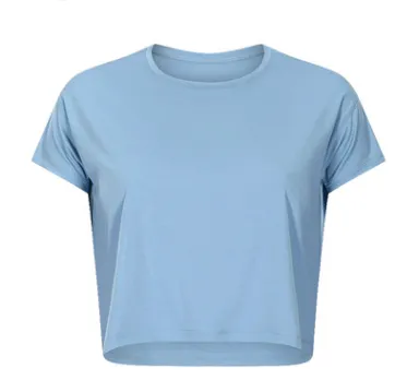 Spring New Yoga Tops Women'S Round Neck Half Length Sports Loose Breathable Running Sports Fitness Short Sleeves Blue - Shop at LoveMi