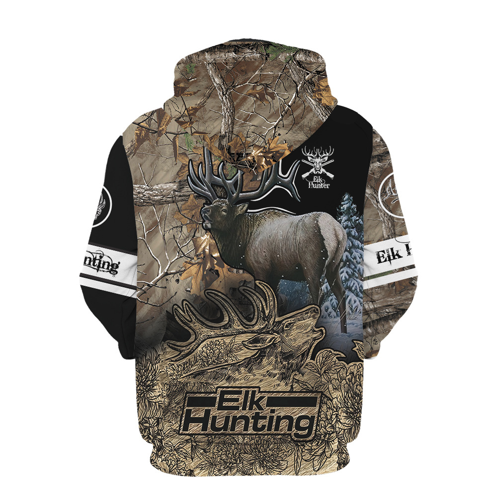 European And American Oversized Men'S Sweater Deer Elk Series Hooded Pullover Sweater Casual Long-Sleeved