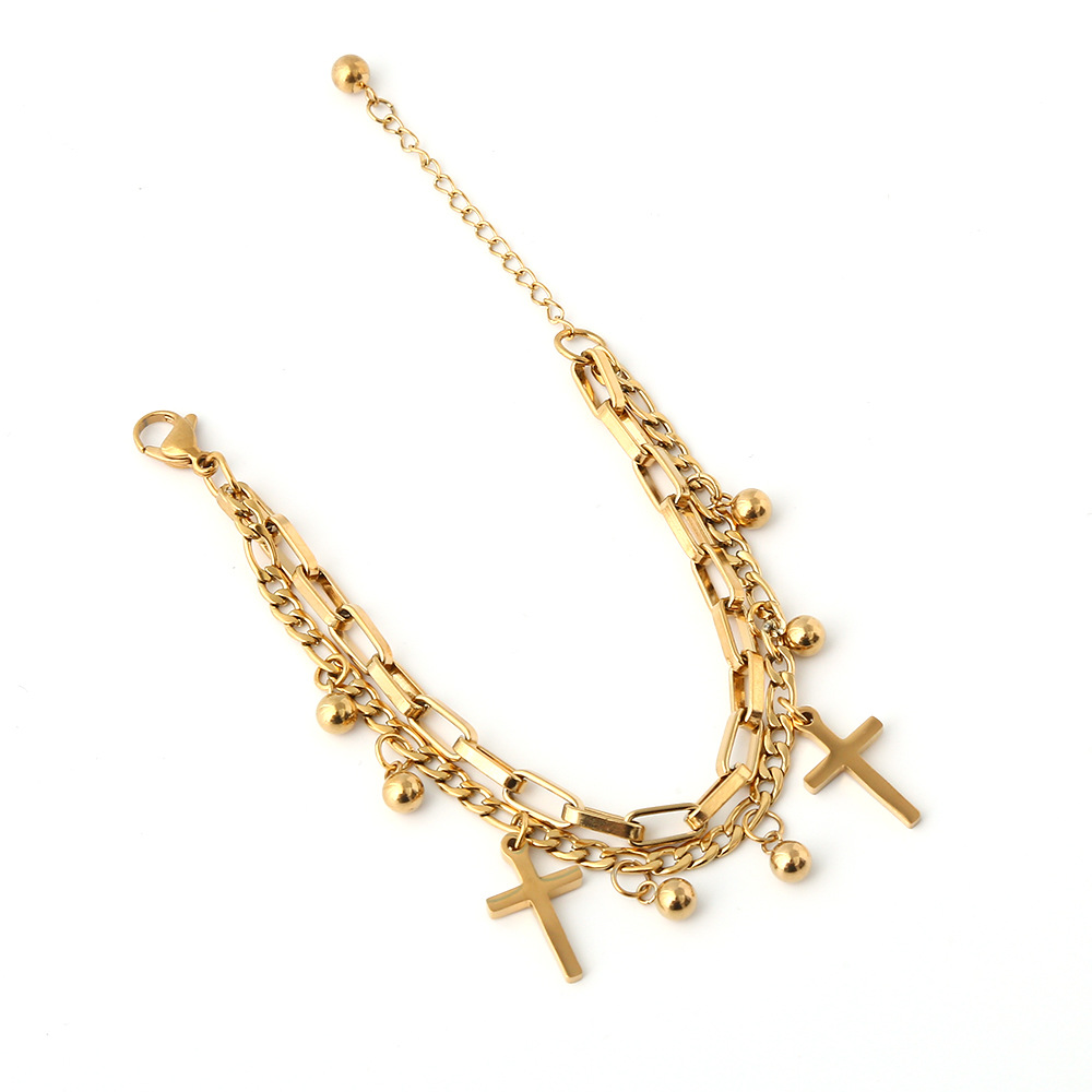 Stainless Steel Cross Multilayer Bracelet