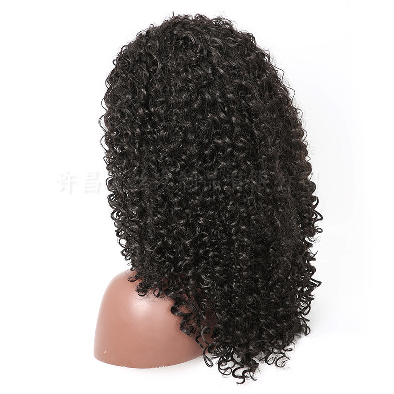 Cross Border African Wig European And American Wig Fluffy Long Curly Hair Small Curly Wave High Temperature Silk Chemical Fiber Headgear Black - Shop at LoveMi