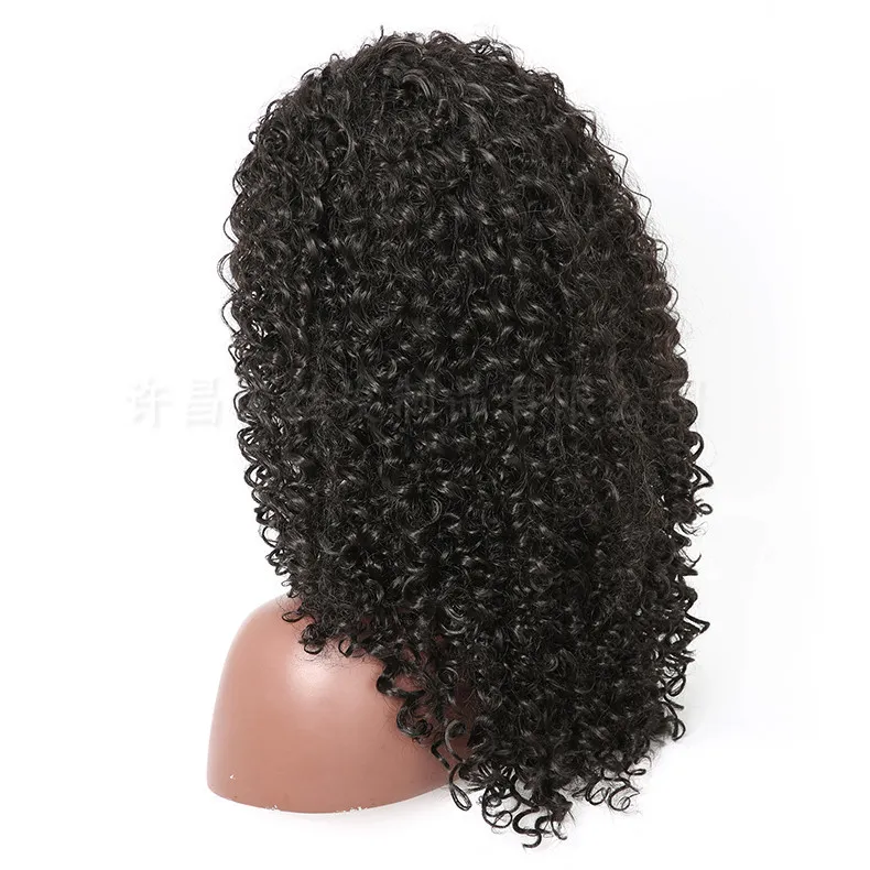 Cross Border African Wig European And American Wig Fluffy Long Curly Hair Small Curly Wave High Temperature Silk Chemical Fiber Headgear - Black