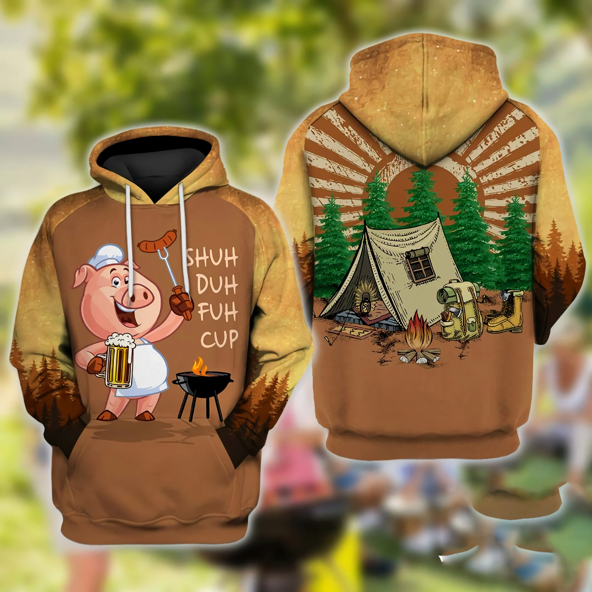 American Super Plus Size Men Sweater Bear Stupid Bear Series Hooded Pullover Sweater Casual Long-sleeved