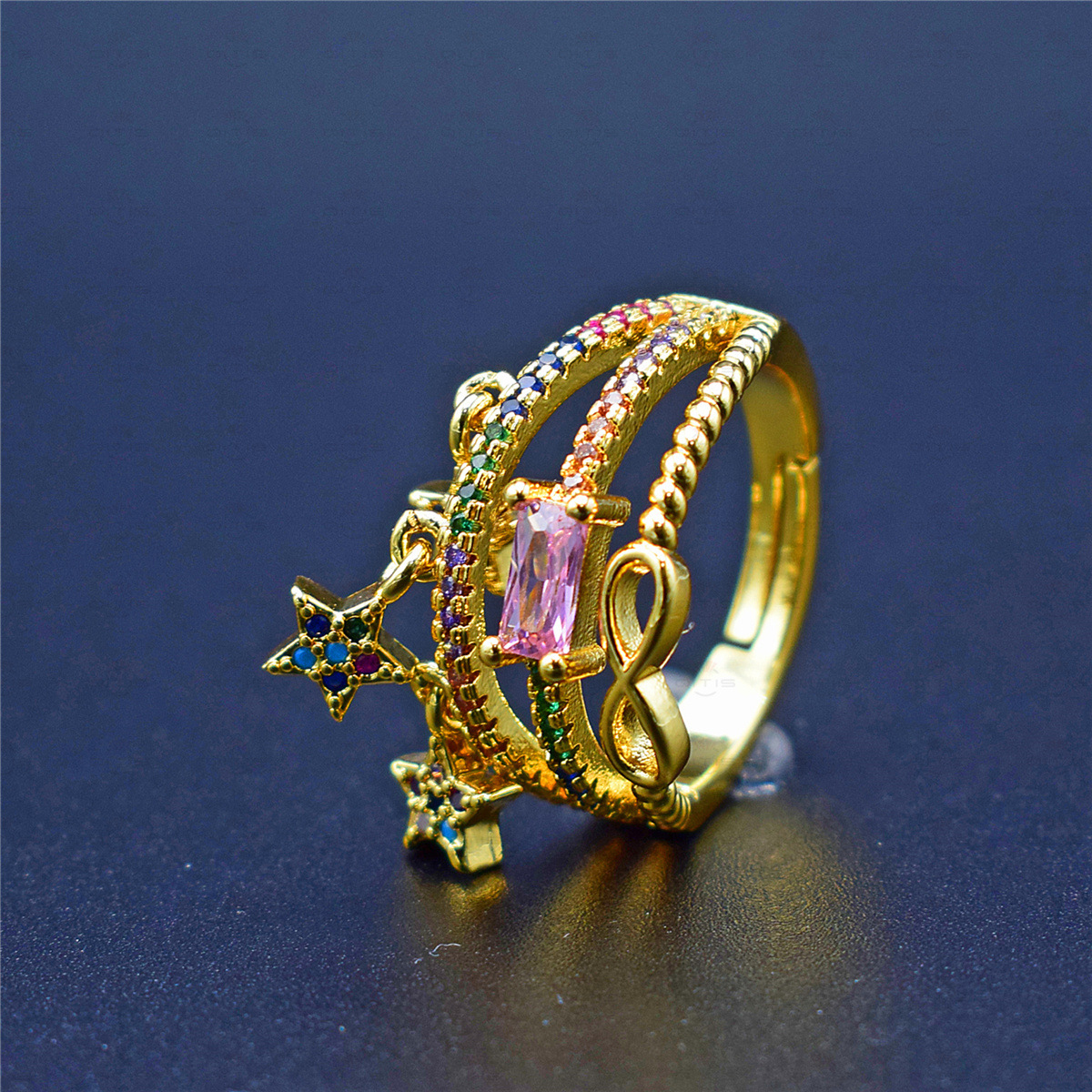 European And American Cross-Border New Zircon Ring Factory Direct Copper Micro-Inlaid Zircon Ring