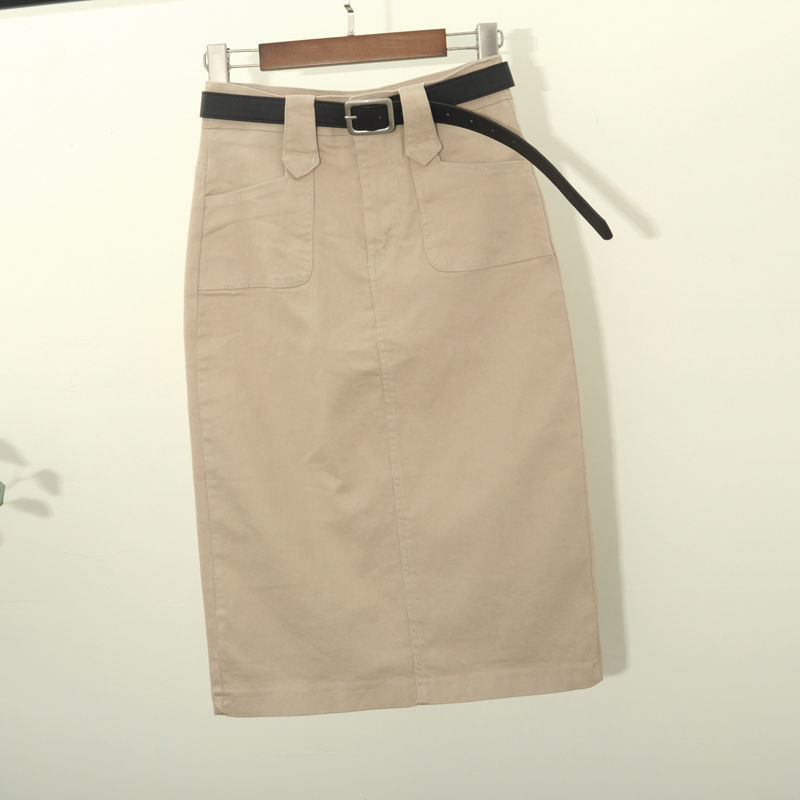 Denim Skirt Women Summer Casual High Waist Pacakge Hip Split Knee Length Ol Jeans Skirt