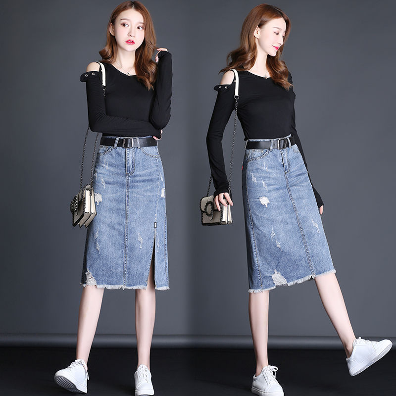 Mid-Length Spring Denim Skirt Plus Size