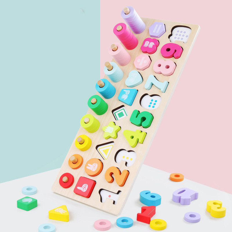 Number Puzzle Shape Matching Puzzle Wooden Teaching Aid Teaching Toy