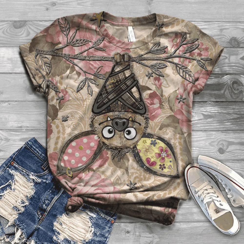 Printed Short-Sleeved Street Hipster Round Neck t-Shirt