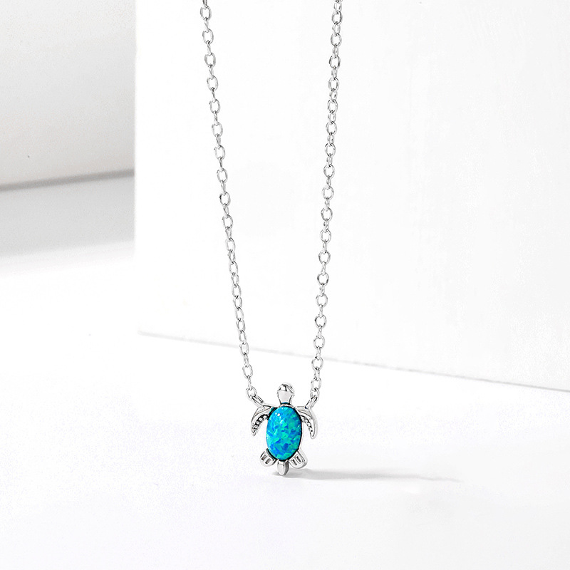 S925 Sterling Silver Ins Necklace Turtle Opel Jewelry Choker Jewelry