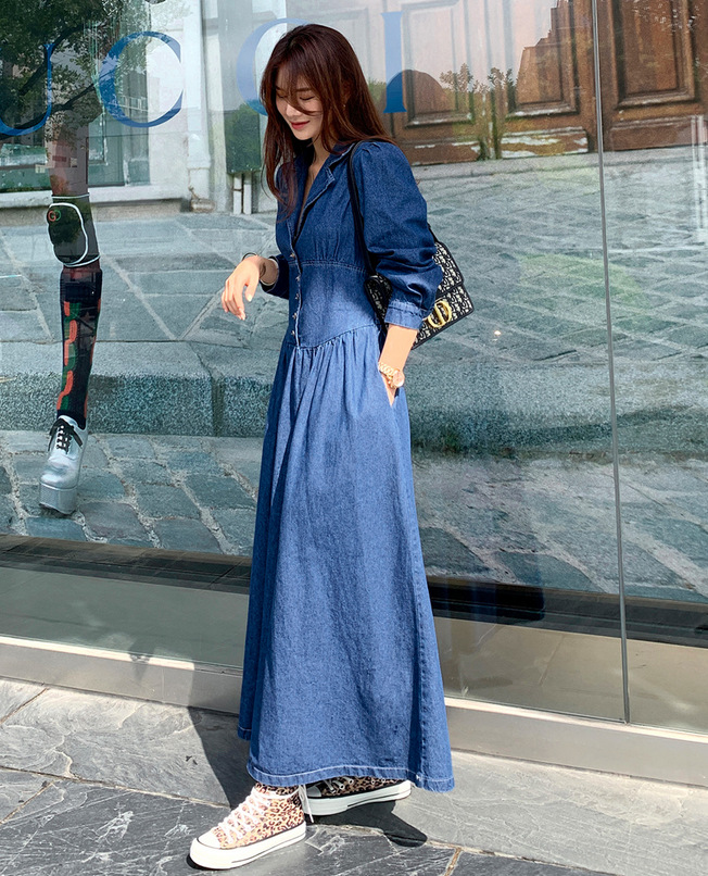 Title 6, Vestido de uma peça jeans justo com cintura média