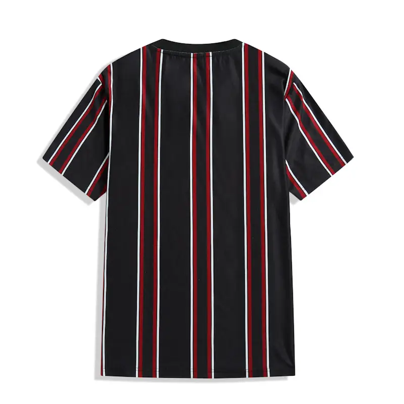 Camiseta de Color contrastante para hombre, camisa informal de verano con cuello redondo de manga corta a rayas verticales, ropa deportiva para hombre