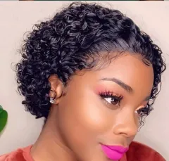 Foreign Trade African wig European Beauty Chemical Fiber Hair Black Short Hair Fluffy Short Curly Hair Mechanism Wig Cover Cross-border e-commerce ... - View 1