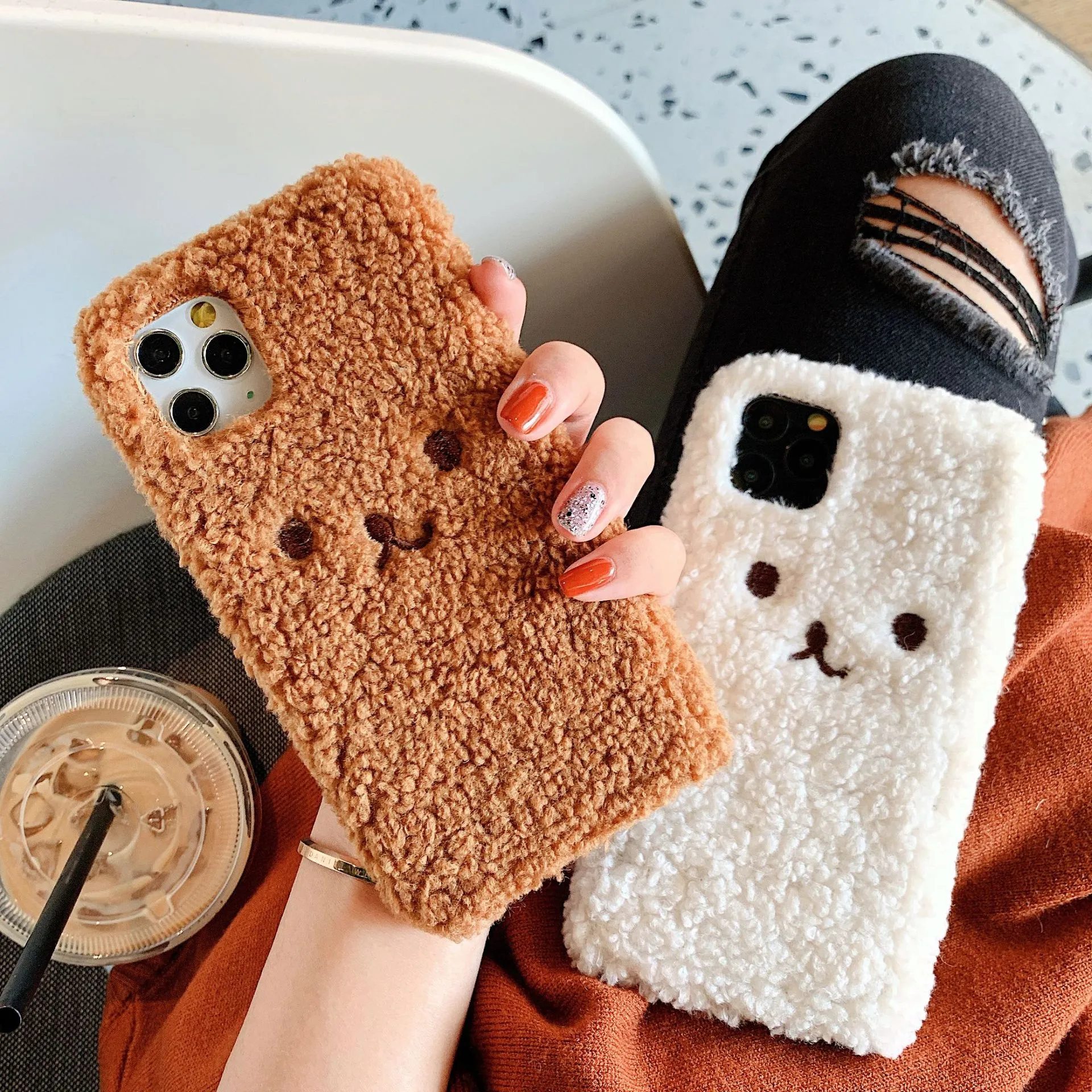 Embroidery Plush Cartoon Bear Phone Case – image 4