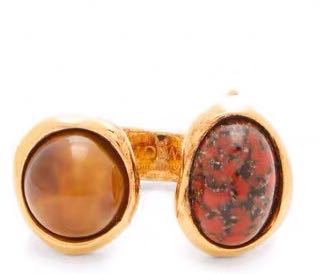 New Two-Tone Gemstone U-Shaped Opening Ladies Ring