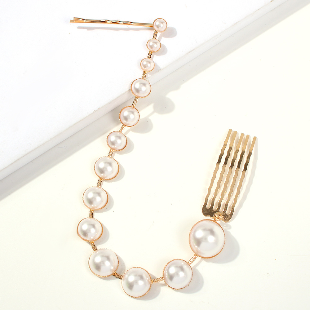 Personalized Fashion Retro Long One Word Clip  Pearl Hairpin Girl