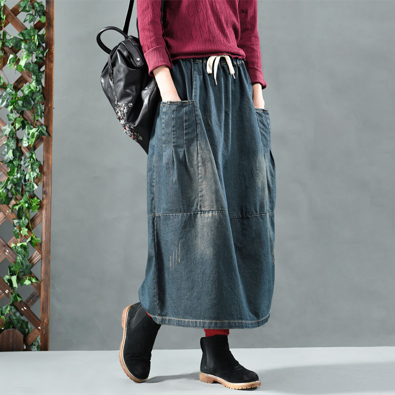 Title 4, Womens Versatile Denim Skirts, Thin, Big Pocke...