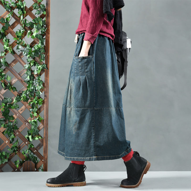 Title 11, Womens Versatile Denim Skirts, Thin, Big Pocke...