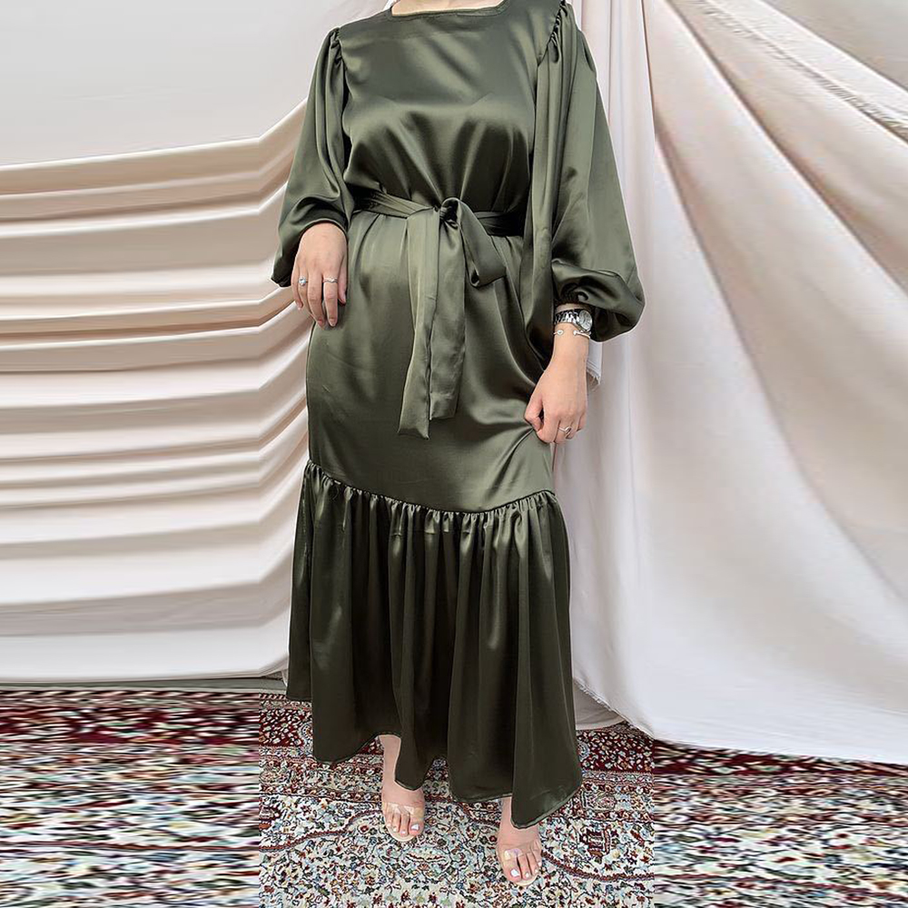 Ramadan Eid Mubarak Kaftan Dubai Abaya Turkey Islam Muslim Fashion Women Hijab Dress Caftan Marocain Dresses Vestidos Robe Femme Green - Shop at LoveMi