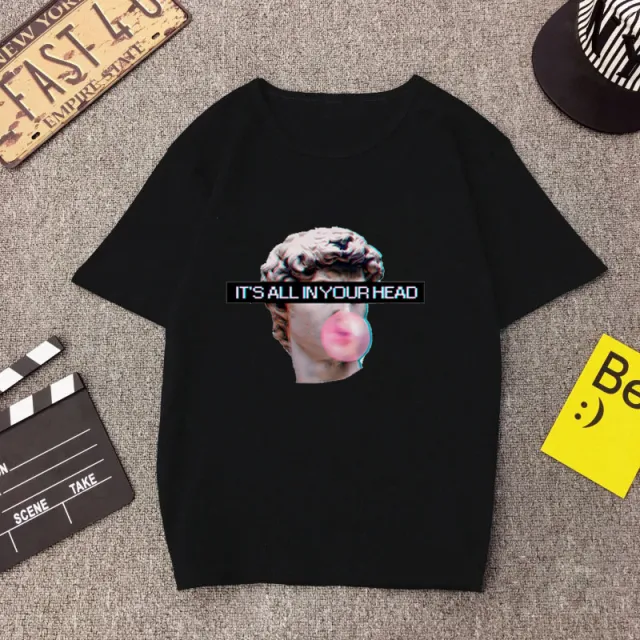 Hot Trend Women'S Harajuku Style European And American Personality Abstract Short Sleeved T Shirt - Shop at LoveMi