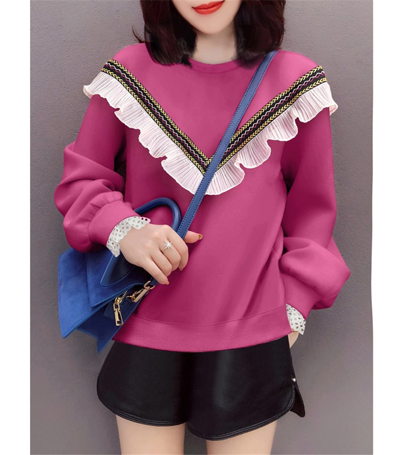 Title 1, Two-piece Round Neck Pink Thick Sweater With Fr...