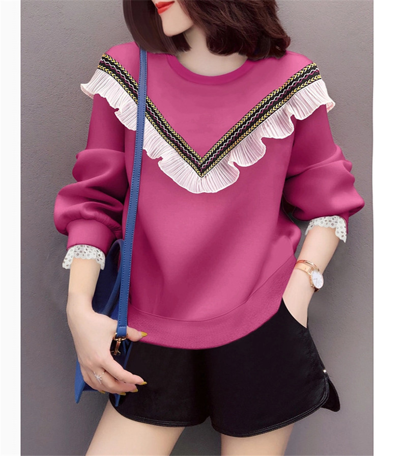 Title 2, Two-piece Round Neck Pink Thick Sweater With Fr...