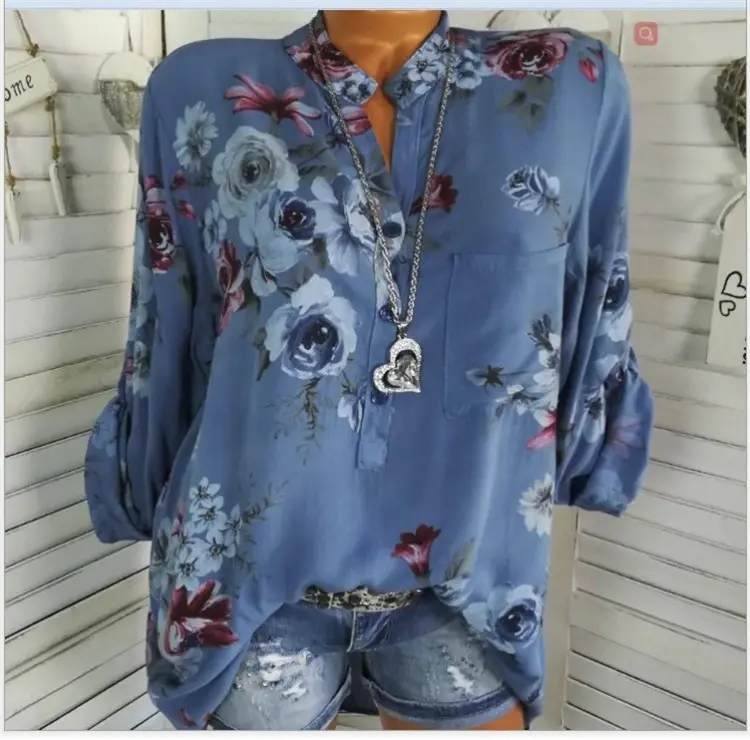 5XL Plus Size Summer Tops Women Blouses Long Sleeve