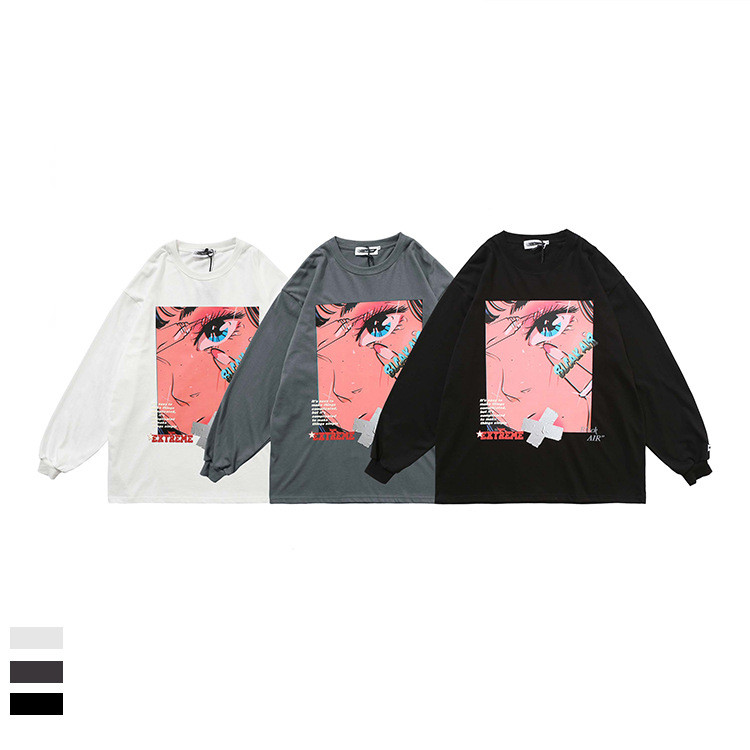 Madeextreme Two-Dimensional Printing Long-Sleeved T-Shirt Male Hip-Hop Tide Oversize Loose Ins Style Bottoming Shirt