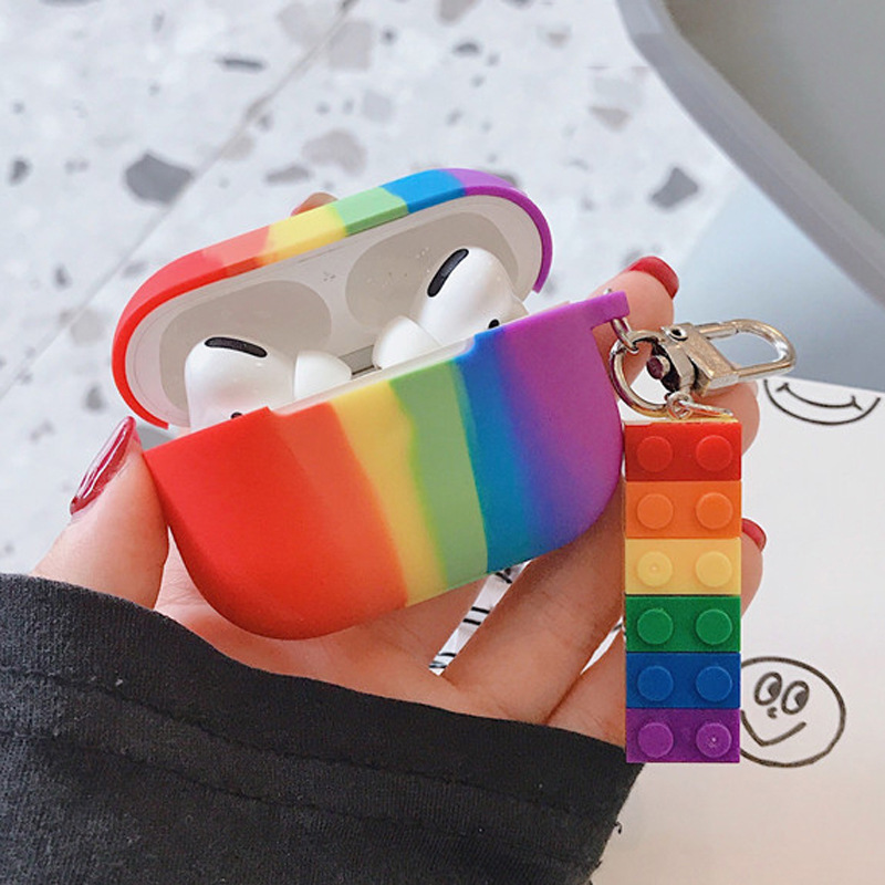 Совместим с Apple, Совместим с Apple, Rainbow Применимо к Airpods2 Защитный чехол-подвеска Pro3 Беспроводная Bluetooth-совместимая гарнитура Soft Shell Personality