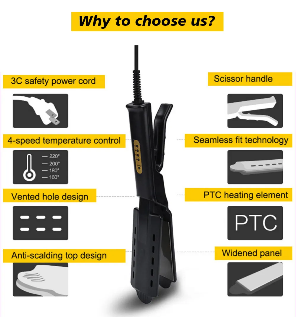 U.S. Standard Non-injury Hair Straightener Steam Hair Straightener Splint – image 5