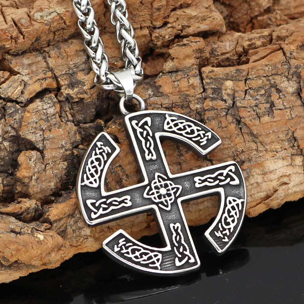 Stainless Steel Viking Jewelry Rune Slav Logo Pendant Domineering Men'S Necklace