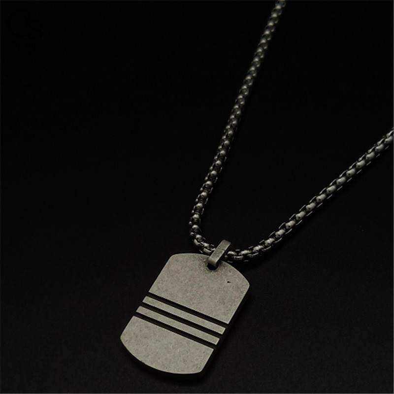 Simple Retro Army Necklace Stainless Steel Dog Tag Pendant