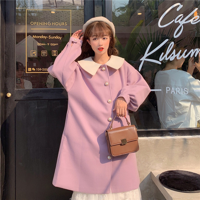 Loose Baby Collar Woolen Coat