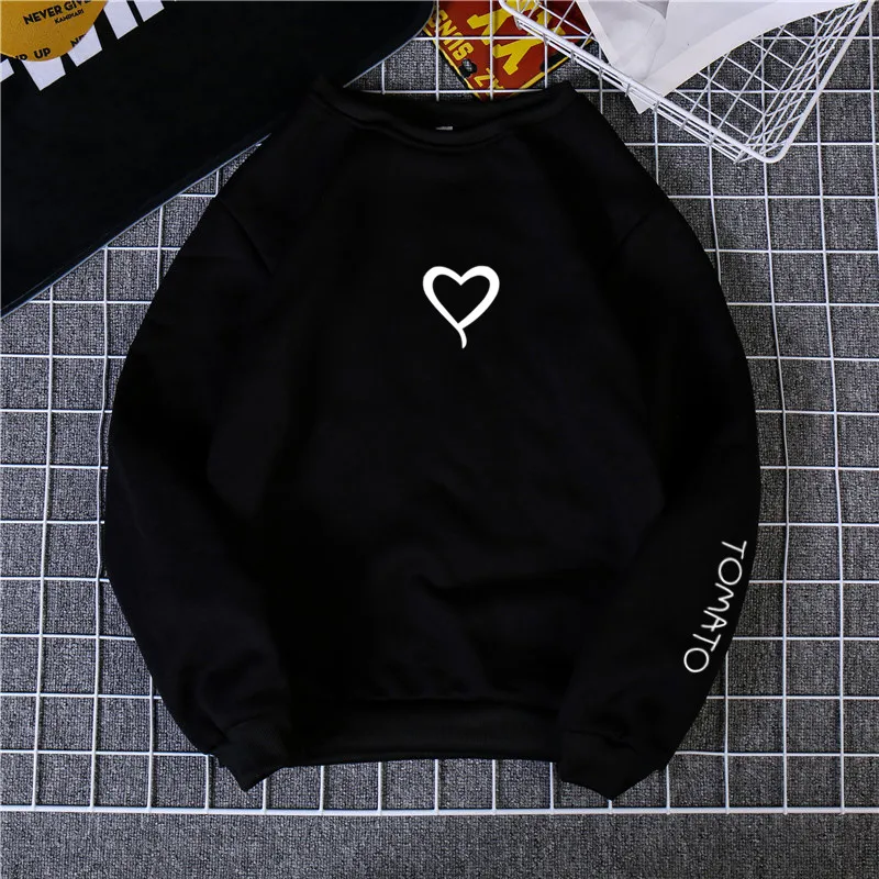 Letter Crew Neck Long Sleeve Sweatshirt - Black